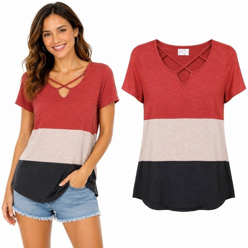 Maurices Colorblock Criss Cross Tee Medium Boho